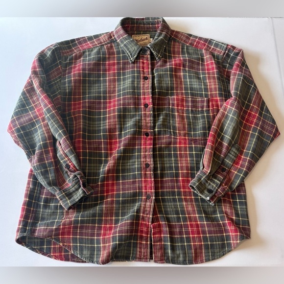 VINTAGE WOOLRICH Red Plaid Button Up Shirt Unisex Well Worn and Comfy! - Picture 3 of 11